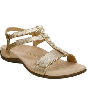 Vionic Mikah T-Strap Orthotic Sandals - Metallic