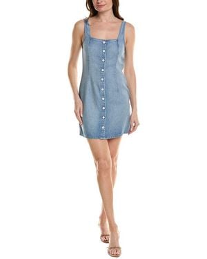 Bella Dahl Square Neck Button Front Mini Dress - Blue