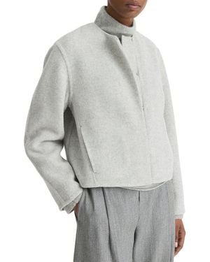 Vince Double Wool-Blend Collarless Jacket - Gray