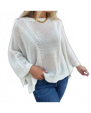 Sweetkama Hollow Knit Bat Sleeve Top - Gray
