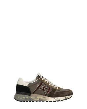 Premiata Lander 8657 Fabric Leather Low-Top Sneakers - Gray