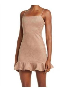 Susana Monaco String Ruffle Faux Suede Mini Dress - Natural