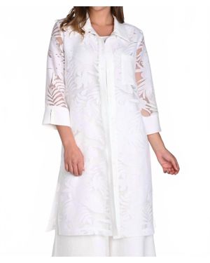 FRANK LYMAN Casual Button Tropical Print Tunic Dress - White