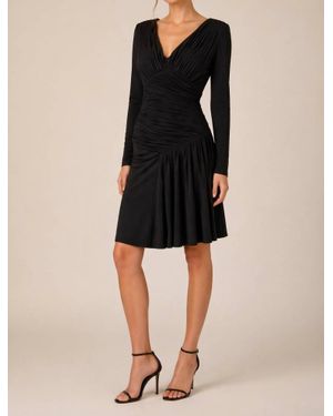 Ted Baker Fulvia Pleated Long Sleeve V-Neck Dress - Black