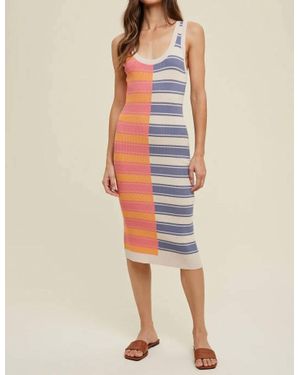 Wishlist Stripe A Pose Colorblock Midi Dress - Natural