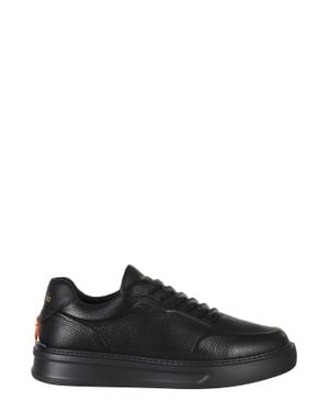 Barracuda Phoenix Low-Top Logo Textured Leather Sneakers - Black