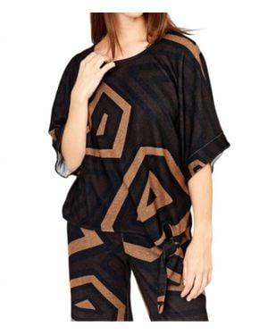 FRANK LYMAN Flowy Elbow Crewneck Top - Black