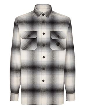 Philipp Plein Plaid Overshirt Signature - Gray