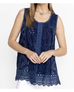 Johnny Was Tsion Eyelet Tank Top - Blue