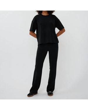 EsQualo Selma Straight Leg Modal Pants - Black