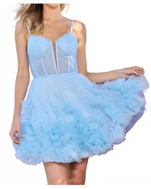 Amarra Short Corset Ruffle A-Line Dress - Blue