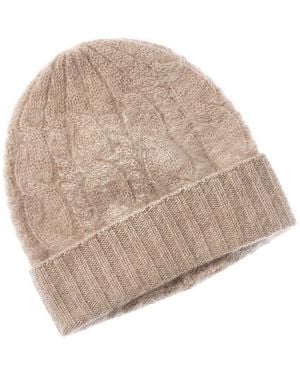 Sofiacashmere Brushed Cashmere Chunky Cable Hat - Natural