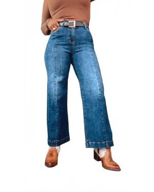 Risen River High Rise Wide Leg Jeans - Blue
