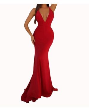 Clarisse V-Neckline Gown - Red