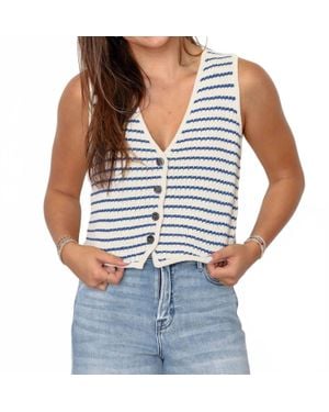 By Together V-Neck Button Down Vest - Blue