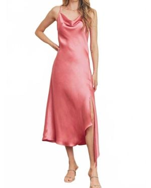 Dress Forum Long Slip Satin Silk Midi Dress - Pink