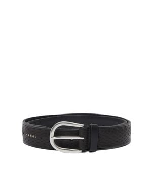 Orciani Textured Leather Belt With Metallic Studs - Black