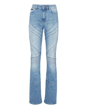 Philipp Plein Denim Flare Pants Racing - Blue