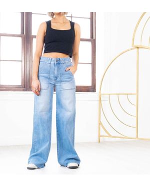 Letter to Juliet Extra Wide Patch Pocket Jeans - Blue