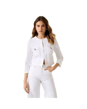 Guess Cotton Full-Length Jacket - White