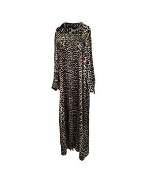 Ganni Leopard Midi Shirt Dress - Black