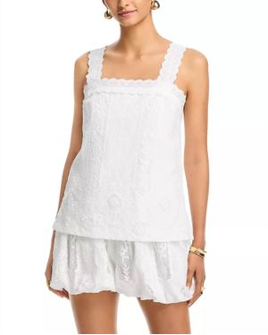 Line & Dot Layered Lace Romper - White