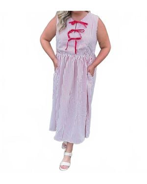 She + Sky Sweet Cherry Stripes Midi Dress - Purple