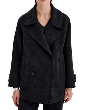 Biancalancia Double-Breasted Boxy Silhouette Short Coat - Black