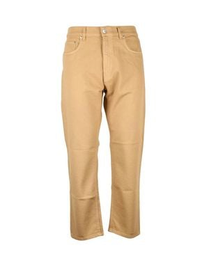 Grifoni Cotton Elastane Straight Leg Jeans - Natural