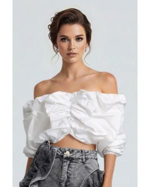 TRUEDAMES Cloud Puff Off-Shoulder Top - White