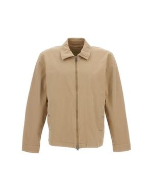 Woolrich Garment-Dyed Cotton Twill Overshirt With Classic Collar - Natural