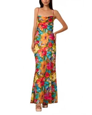 Liv Foster Yara Printed Satin Gown - White