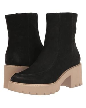 Dolce Vita Henla Boots Leather Block Heel Bootie Htat1073 - Black