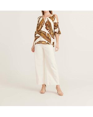 Zinzane Banana Leaf Peasant Top - Natural