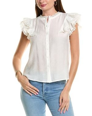 Nicole Miller Flutter Sleeve Blouse - White