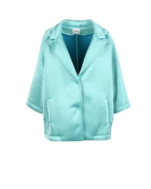 Motel Aqua Cropped Polyester Jacket - Blue