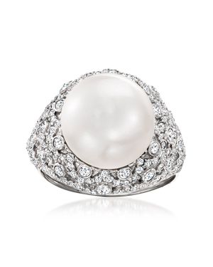 Ross-Simons 12.5-13Mm Cultured Pearl And Topaz Ring - White