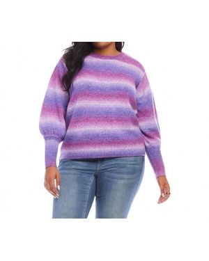 Karen Kane Plus Size Blouson Sleeve Sweater - Purple