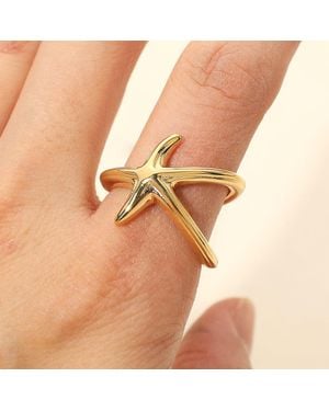 Fashnzfab Secret Box_Stainless Steel Starfish Wrap Ring - Orange