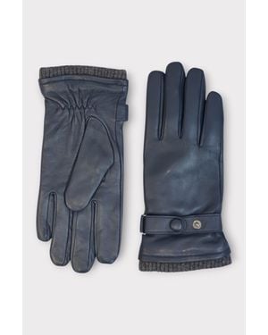 Infinity Leather Italian Leather Warm Wool Lining Winter Bike Riding Driving Casual Gloves - Blue