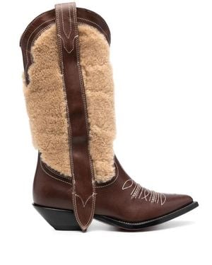 Sonora Boots Embroide Leather Texan Boots - Brown