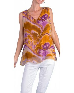 Gigi Moda Fernanda Swirl Silk Top - Orange