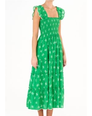 M.A.B.E Vivi Print Square Neck Maxi Dress - Green