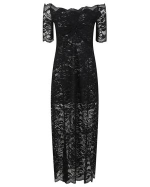 Rabanne Off-The-Shoulder Scalloped Lace Maxi Dress - Black