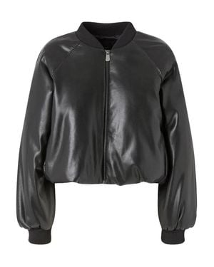 Pinko Cropped Jacket With Shiny Finish And Modern Touch - Black