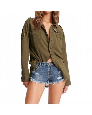 One Teaspoon Dukes Low Waist Denim Shorts - Green