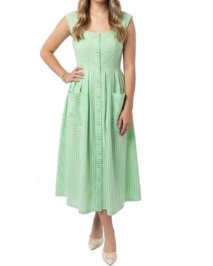 PROSPERINE® Stripe Midi Dress With Pockets - Green