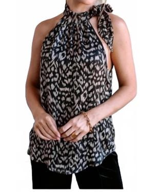 Veronica M Halter Top With Tie - Black