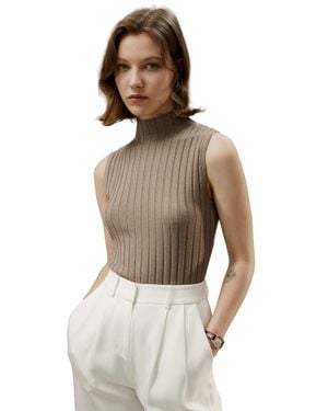 LILYSILK Silk-Cashmere Blend Knit Top For - White