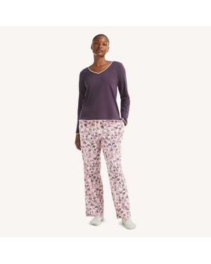 Nautica Printed Pajama Pant Set - Purple